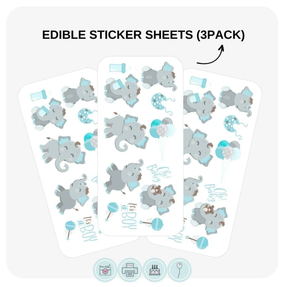 EDIBLE STICKER SHEETS | Baby Boy Elephant