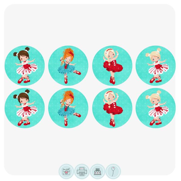 Christmas Ballerinas Cupcake Toppers