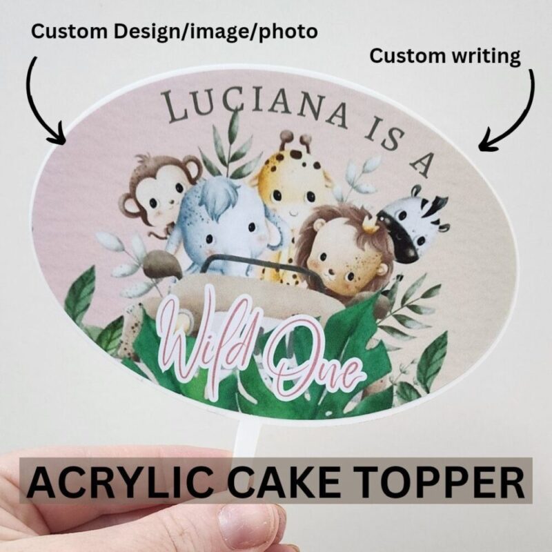 Acrylic Cake Topper | 125mm Oval | Custom Design