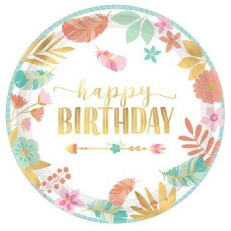 Boho "Birthday Girl" theme Paper Party Plates