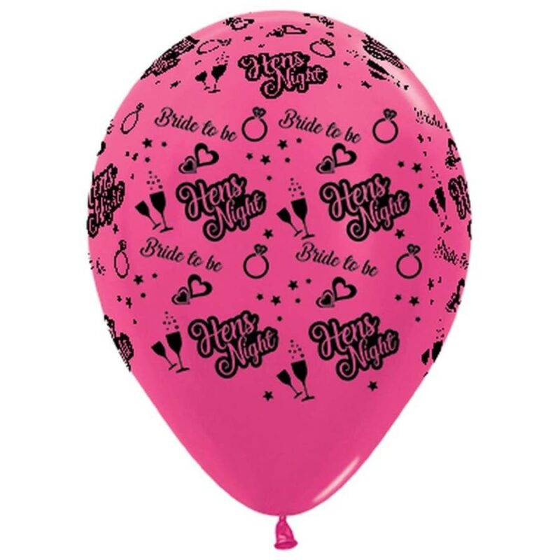 30cm Hens Night Bride to Be Latex Balloons 6 Pack - Metallic Fuchsia