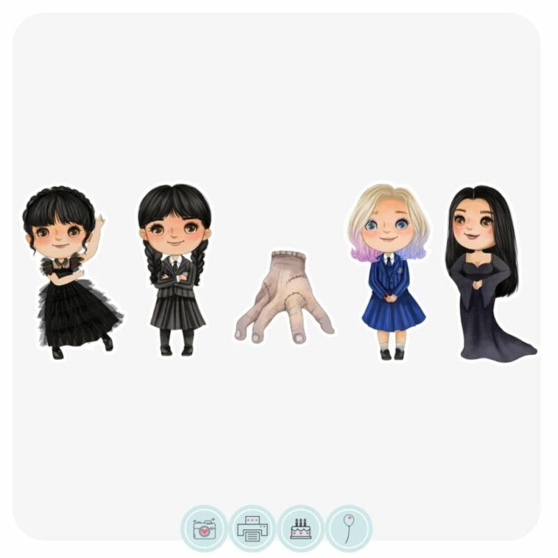 Cute Wednesday Addams Inspired mini shapes | Edible Icing Images ...