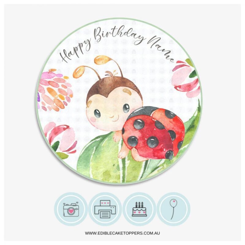 Watercolour Lady Bug - Edible Cake Topper