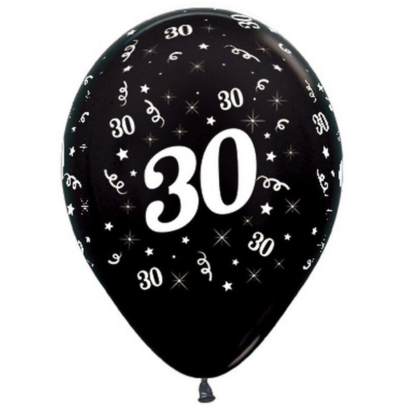 SEMPERTEX 30CM AGE BALLOON | Black 30th