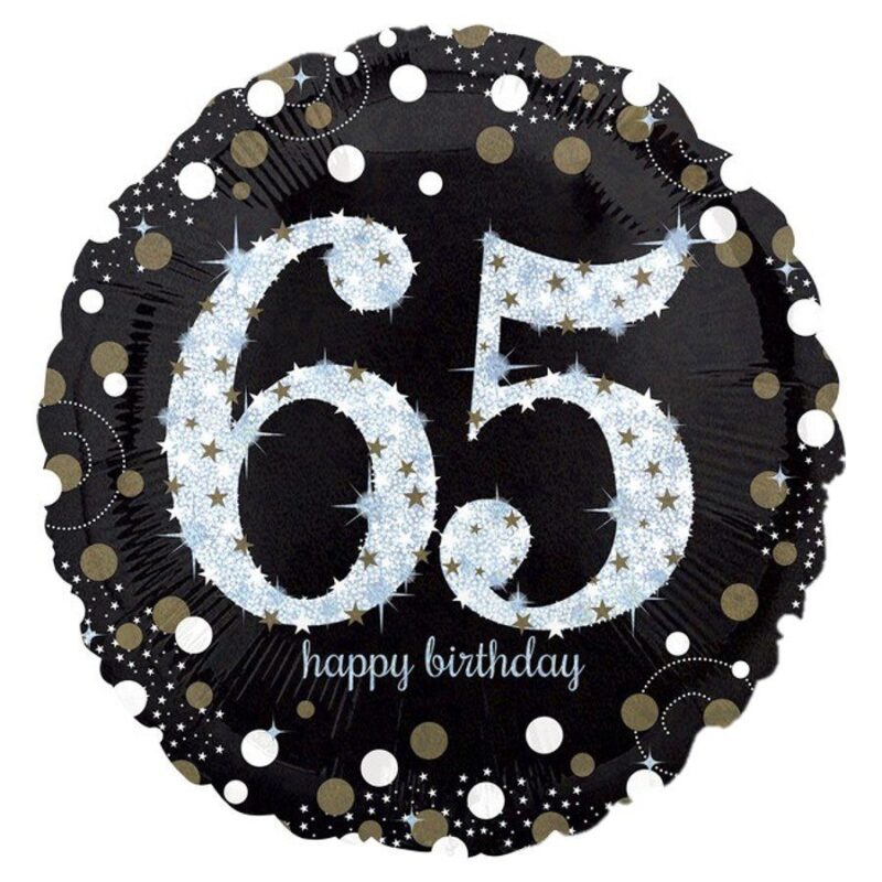 THEMED FOIL BALLOON Silver Black 65th