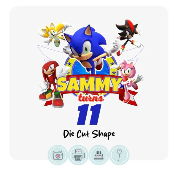 Personalised Icing Plaque | Sonic Inspired (Icing Paper)
