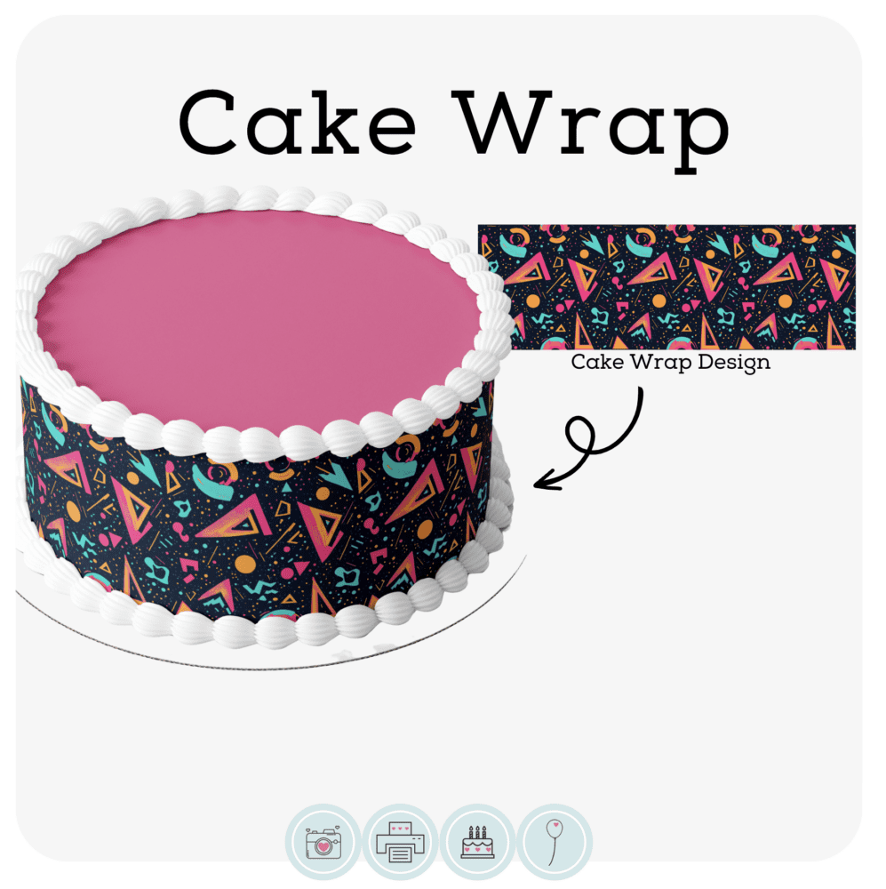 Cake Wrap | vibrant retro wrap Pattern – Edible Cake Toppers