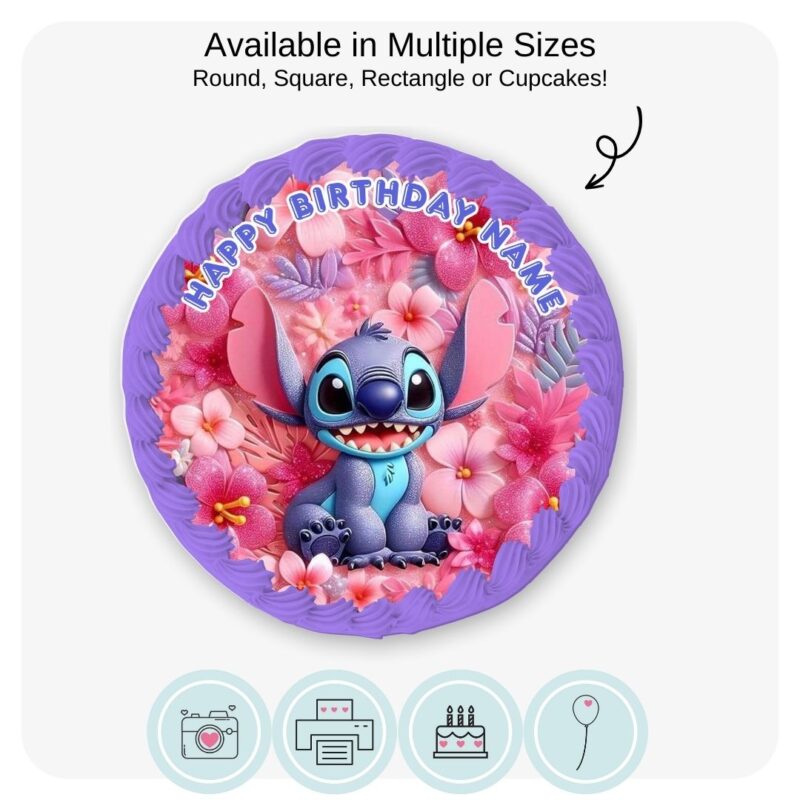 Floral Stitch Edible Cake Topper