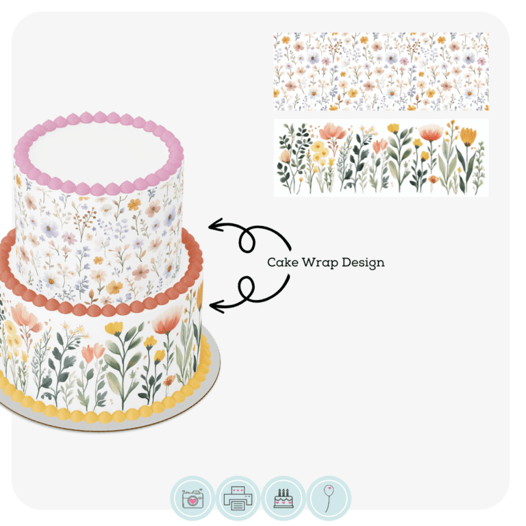 Cake Wrap // Wildflower Watercolour – Edible Cake Toppers