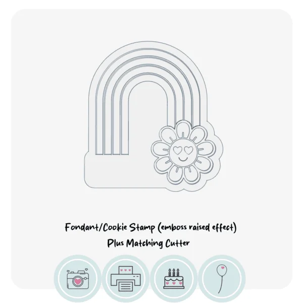 Groovy Flower Rainbow Stamp and cutter