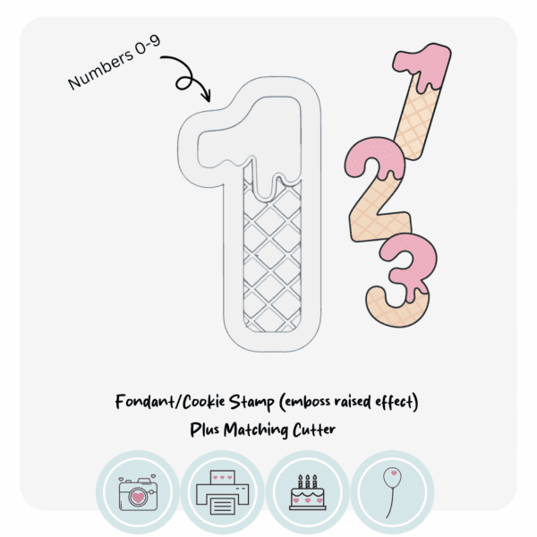 Number ice cream Stamp and cutter