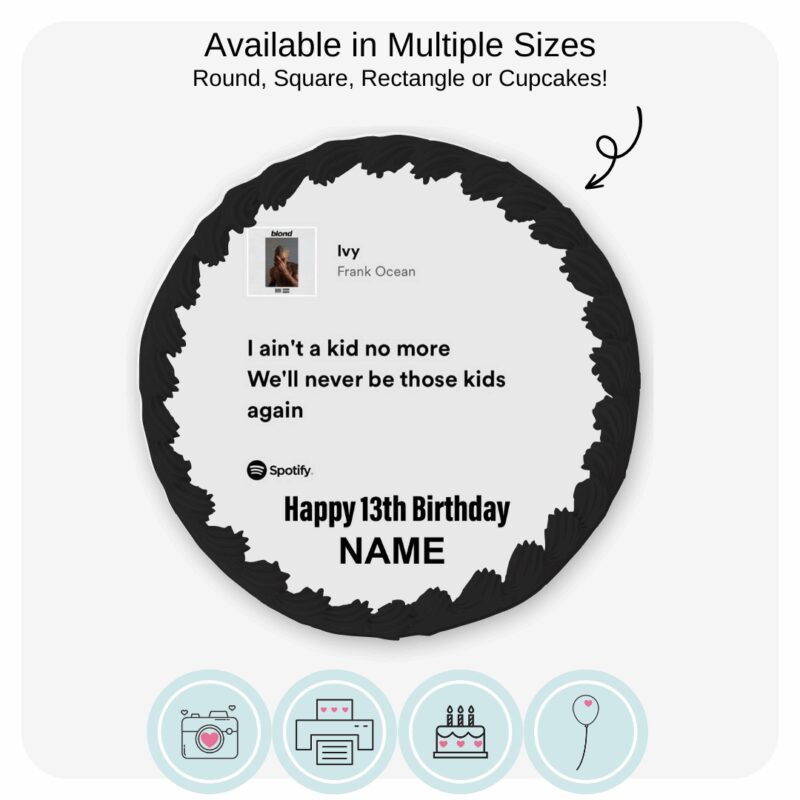 Frank ocean Ivy kid no more - Edible Cake Topper