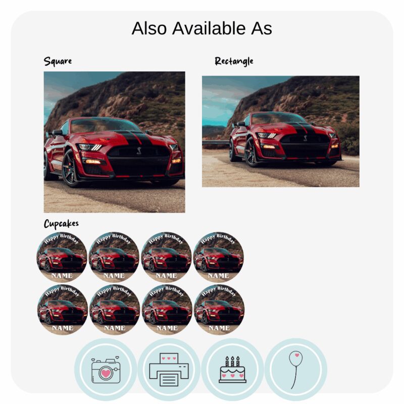 Red Mustang  - Edible Cake Topper - Image 2