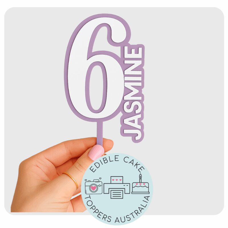Acrylic Cake Topper / Fropper | Custom | Number and Name - Image 3