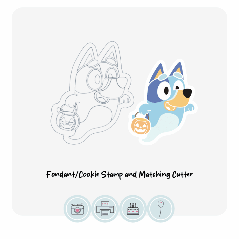 Bluey Ghost | Fondant Cookie Stamp and Cutter