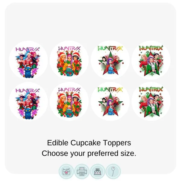 Huntrix Inspired Christmas Cupcake Toppers