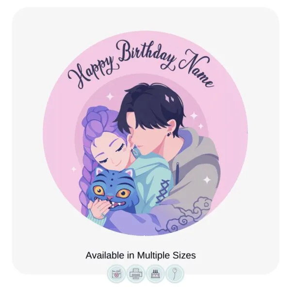 Minimalist KPDH Fan Couple Edible Cake Topper