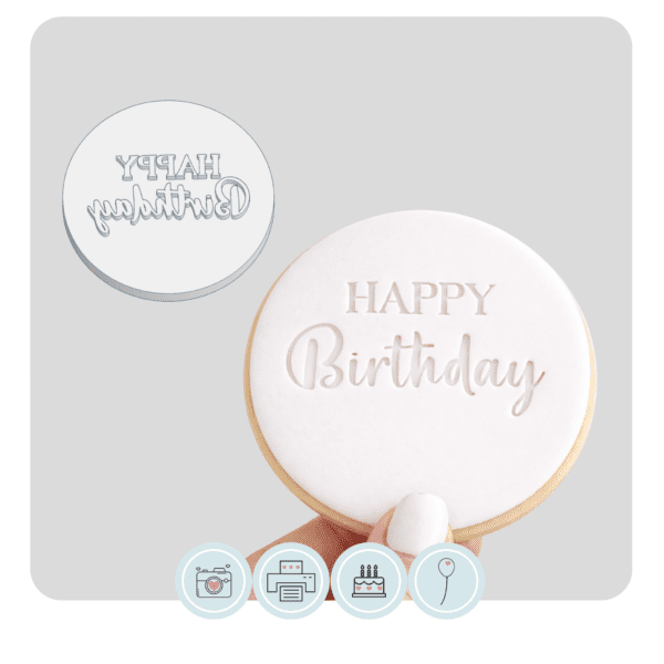 Aesthetic Happy Birthday | Fondant Cookie Stamp