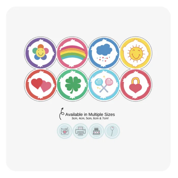Bear Tummy Symbols Cupcake Toppers