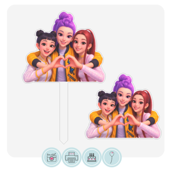 Huntrix Trio Acrylic Cake Charm Topper