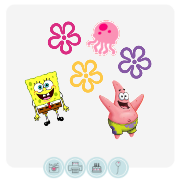 Sponge Bob Acrylic Cupcake Charm 6pc set