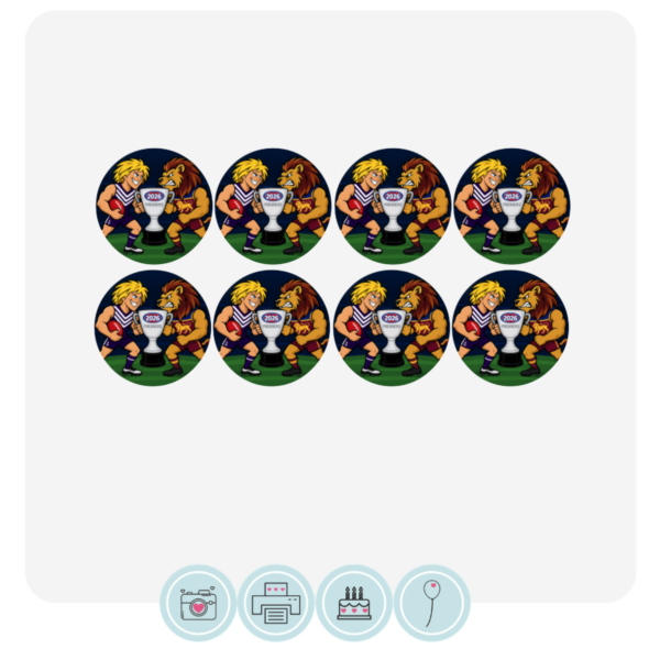 Mascot Rivals Lions v Freo Cupcake Toppers