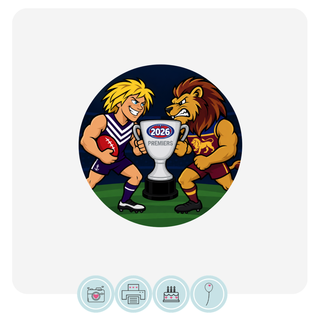 Mascot Rivals Lions v Freo Cupcake Toppers - Image 3