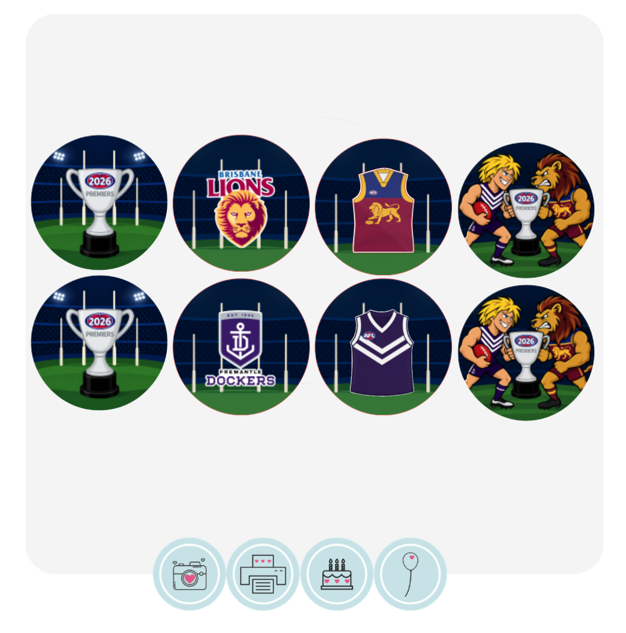 Lions v Freo Assorted Cupcake Toppers
