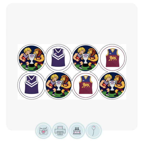 Lions v Freo Mascot & Jerseys Cupcake Toppers