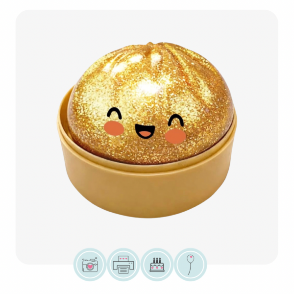 Gold Squishy Dumpling Acrylic Cake Charm Topper