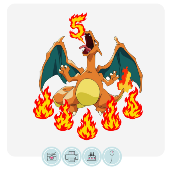 Charizard Flame Acrylic Cake Charm Kit - with age!