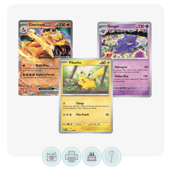 Pokemon Cards Set of 3 Acrylic Cake Charm Toppers