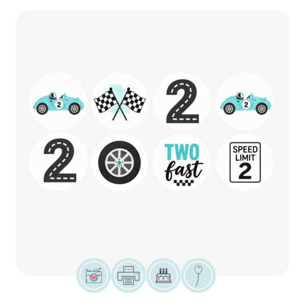 Two Fast Cupcake Toppers | Blue