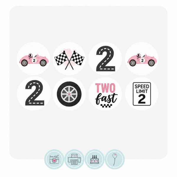 Two Fast Cupcake Toppers | Pink